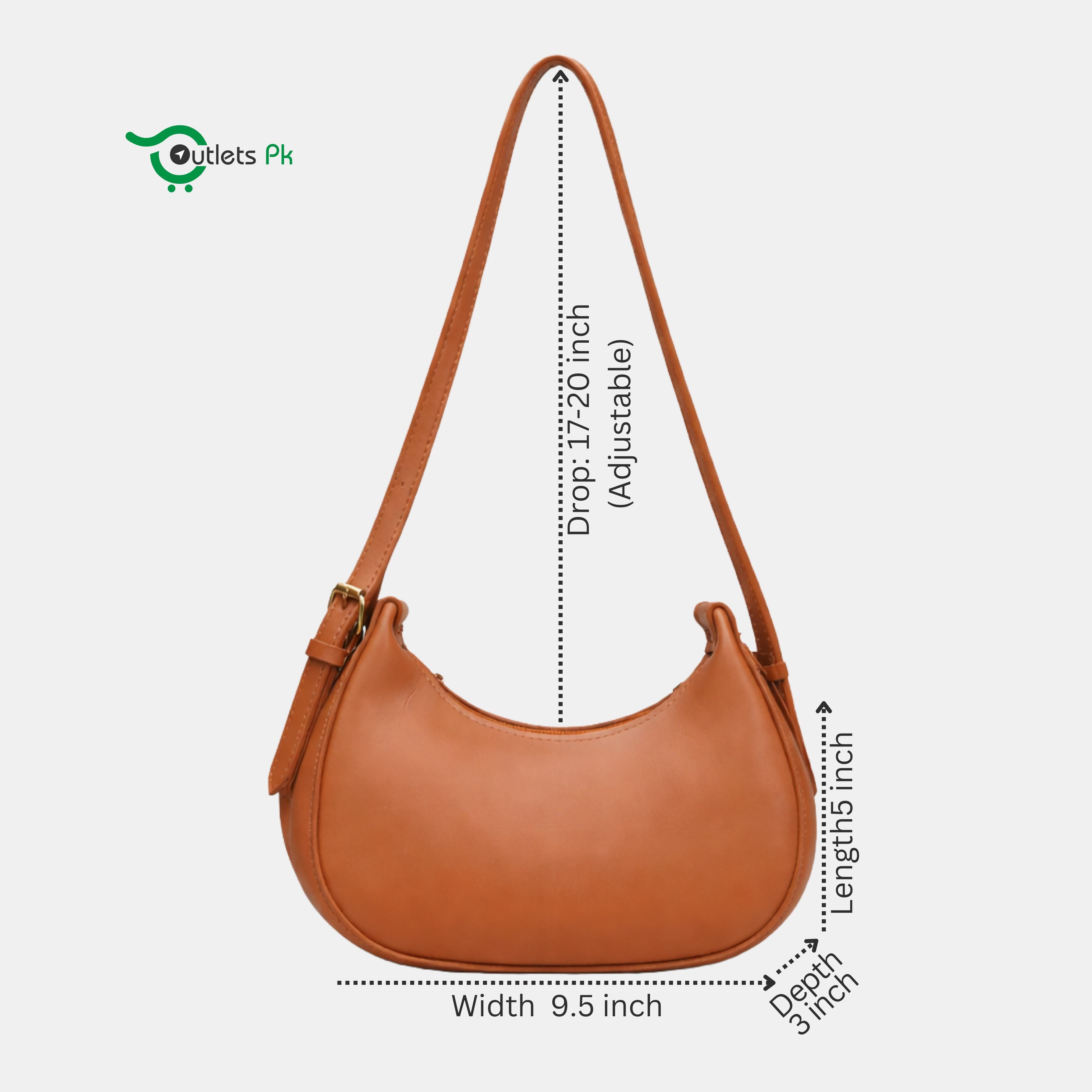 Moon Bag (Long Adjustable Strap) – Brown