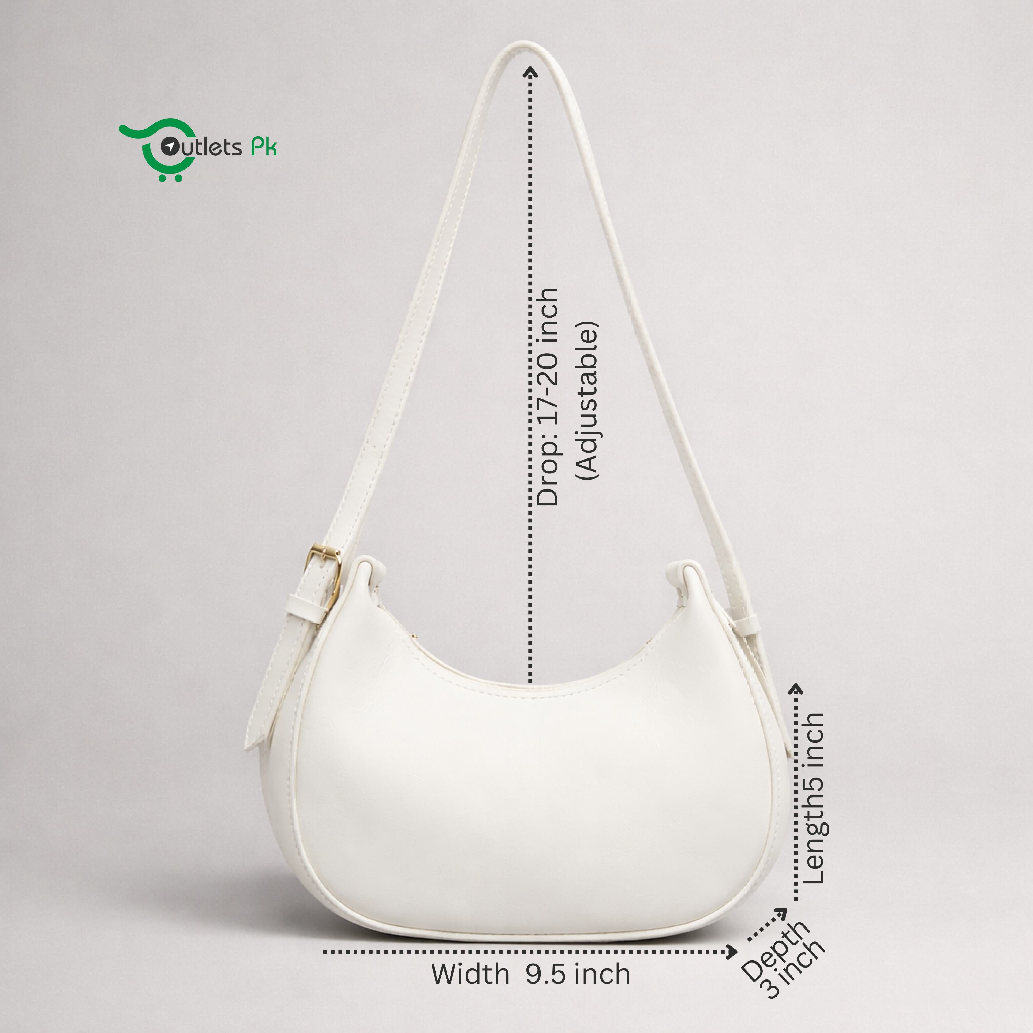 Moon Bag (Long Adjustable Strap) – White