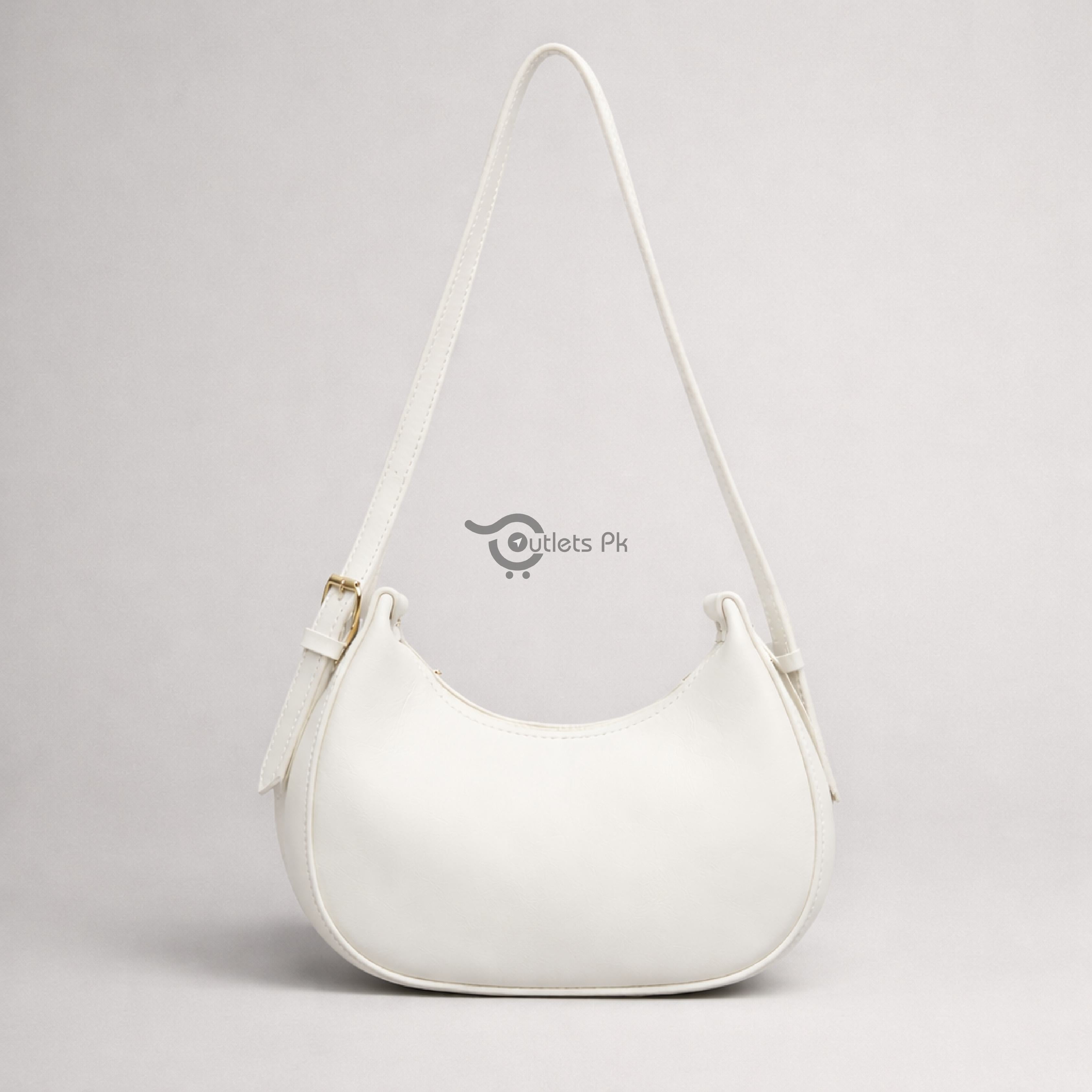 Moon Bag (Long Adjustable Strap) – White