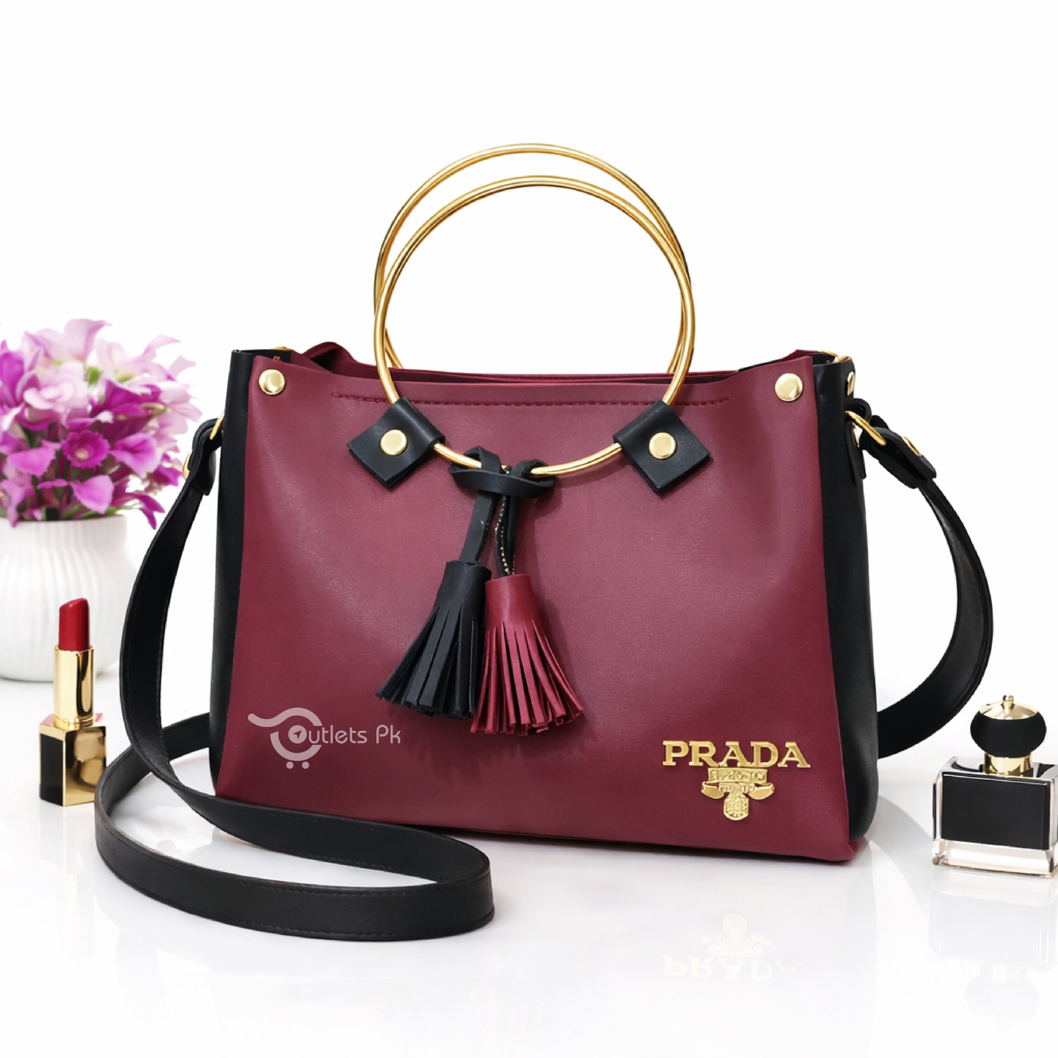 ROUND HANDLE – MAROON & BLACK