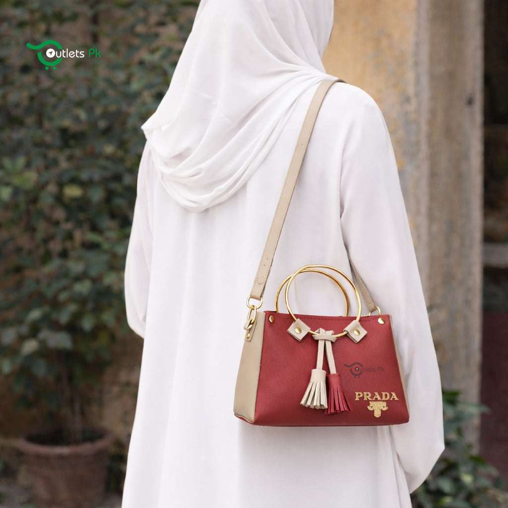 ROUND HANDLE – MAROON & BEIGE