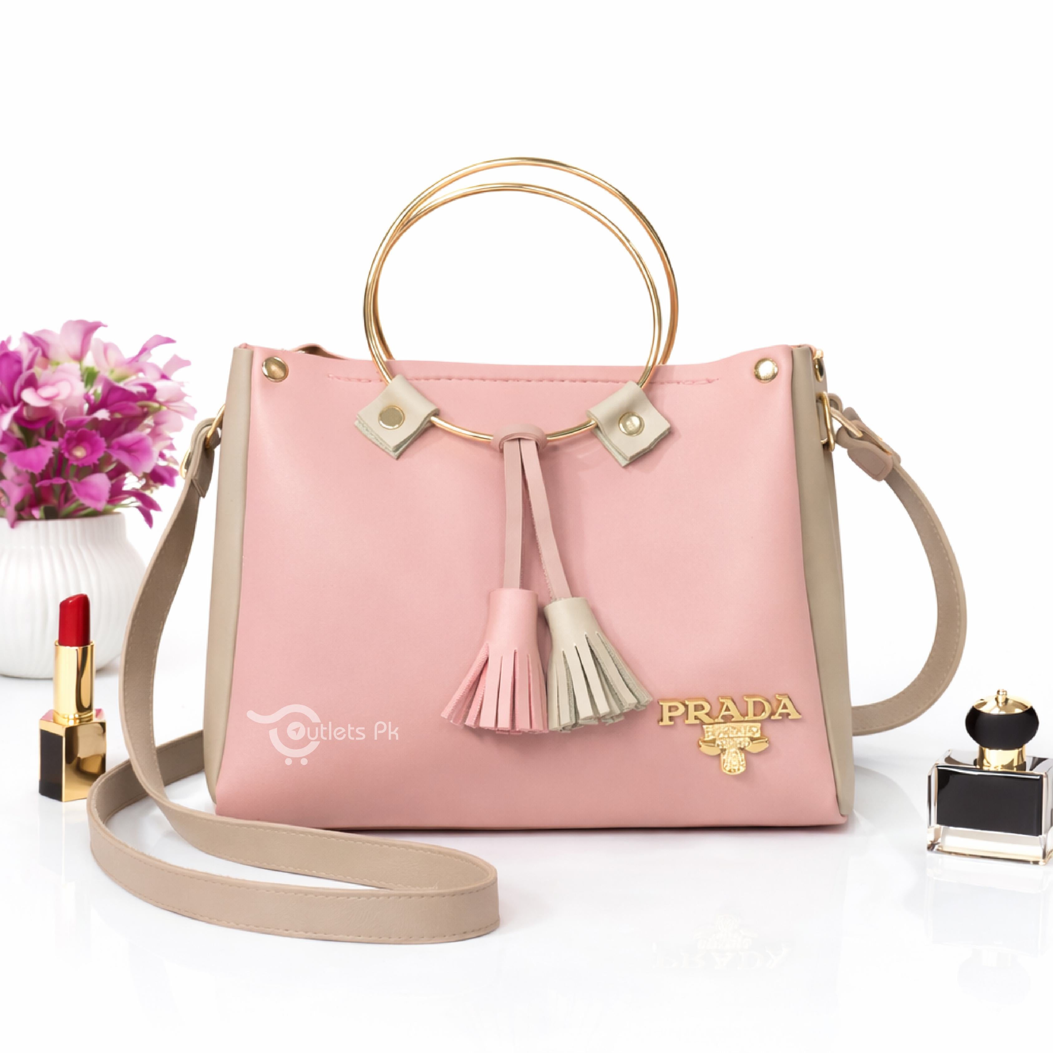 ROUND HANDLE – PINK & BEIGE